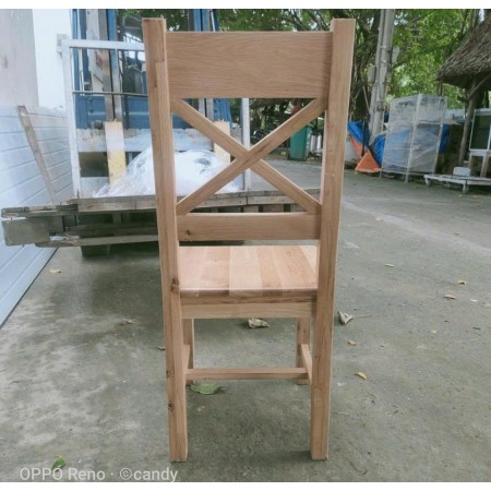 Ghế Lưng X : 100% Gỗ Sồi + Mặt Ghế Gỗ 